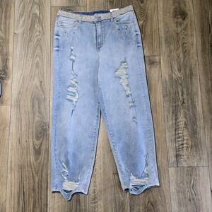 I.N.C. Jeans Womens size 12 Blue Light Wash High Rise‎ Straight New Embellished